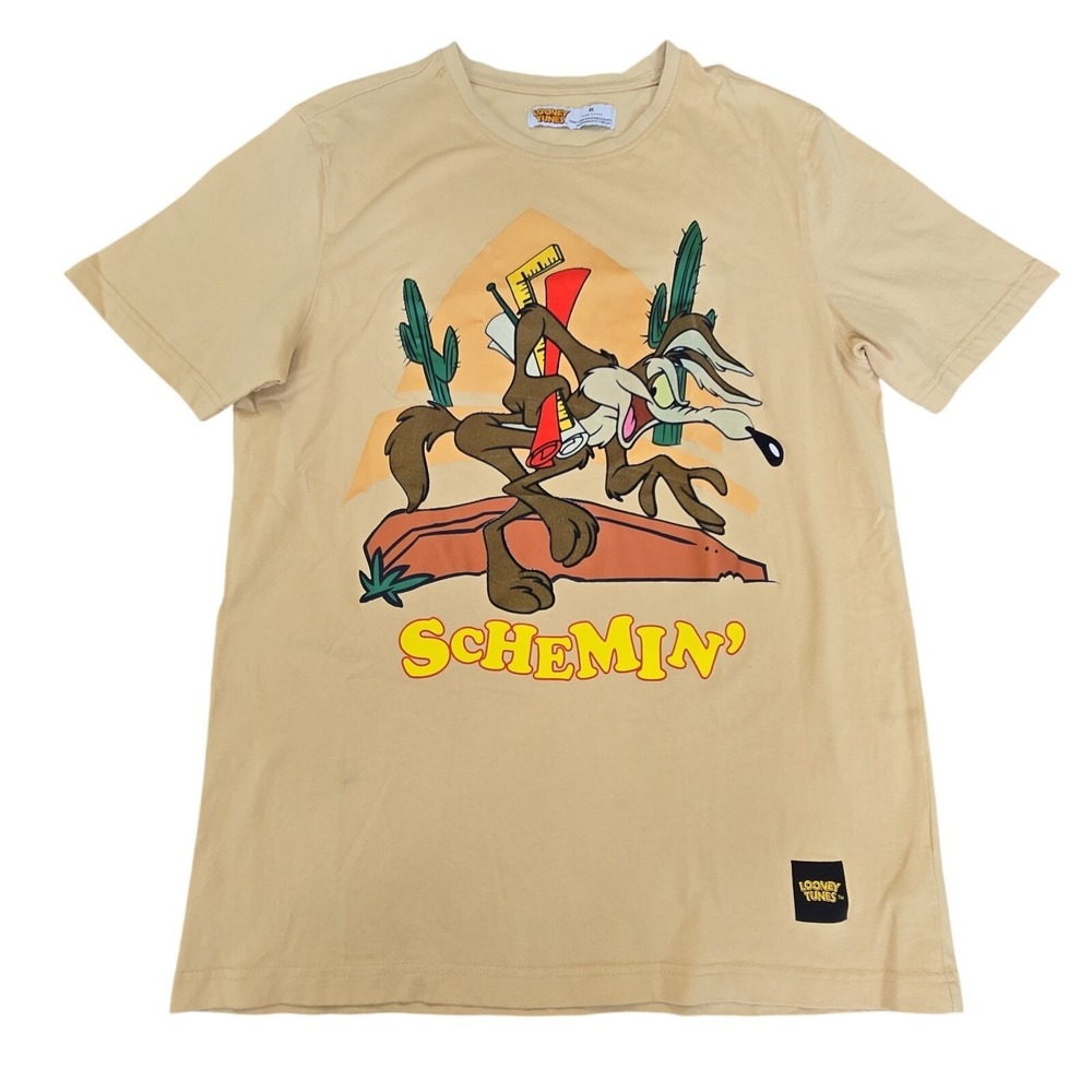 Looney Tunes Wile E. Coyote Schemin Graphic T-Shirt Tan Beige Men's XL